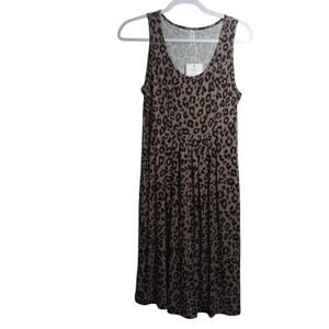 Jouica Leopard Print Tank A Line Dress Pockets Casual Vacation Size M